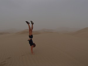 Kim enjoying the sand