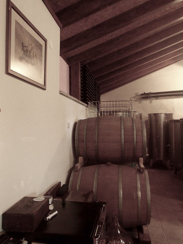 Wine storage at the first vineyard.