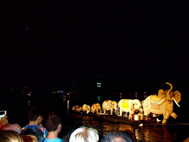 Floats from the boat parade that kicked off an all-night end of summer celebration in Kotor.