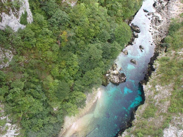 Water so clear we could see straight to the bottom from the road high above.