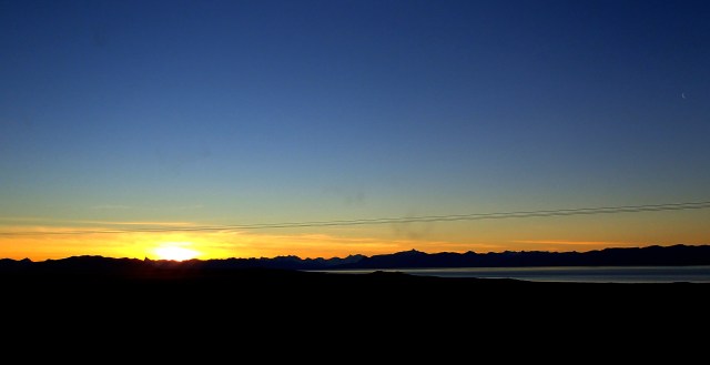 Sunset over the lake in El Calafate, Argentina.